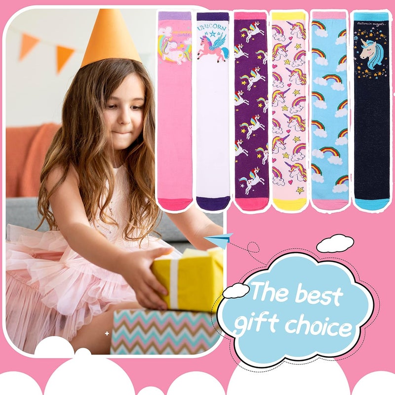 ANTSANG Kids Girls Knee High Socks Long Boot Crazy Silly Fun Gift Cute Tall Animal Socks for Child 6 Pairs - Image 5